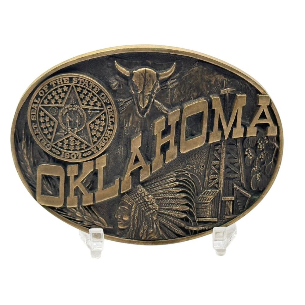 Award Design Medals, Inc. Oklahoma State Symbols State Souvenir Belt Buckle